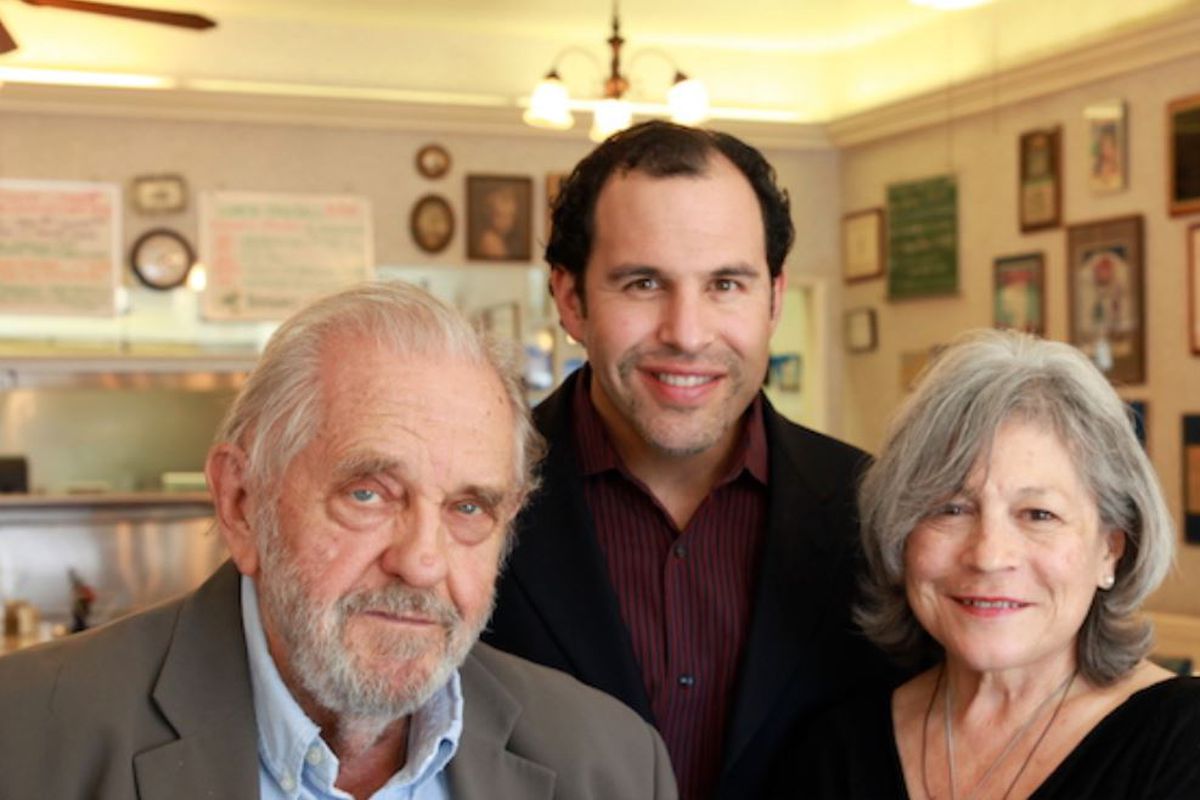 Robert Jacoby, co-founder of John O’Groats (left) with Paul Tyler and Angelica Jacoby