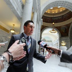 Utah State Elections Director Mark Thomas talks with members of the media at the Capitol in Salt Lake City on Tuesday, June 20, 2017, about the special election to replace Rep. Jason Chaffetz.