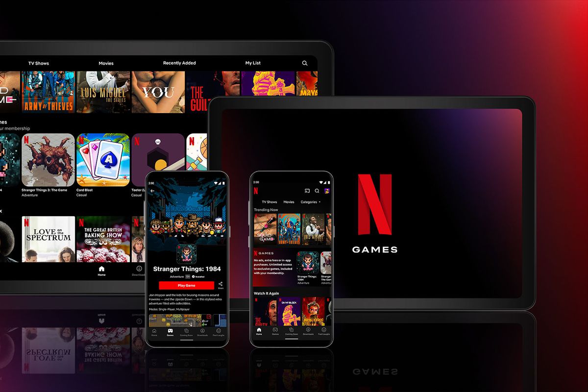 A mockup of the Netflix games interface on Android