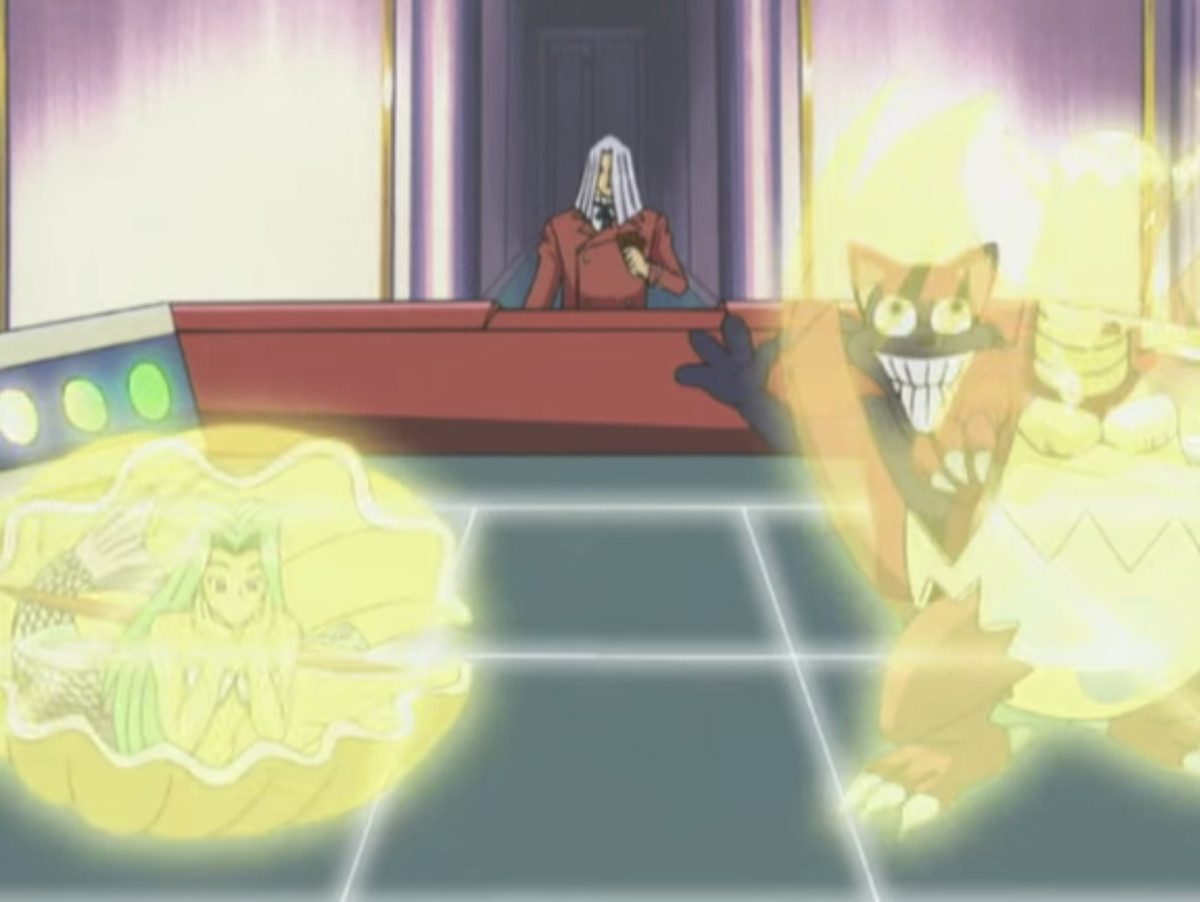 Pegasus summoning some monsters in a Duel Monsters game