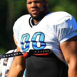  	Jul 30, 2013; Allen Park, MI, USA; Detroit Lions defensive tackle Ndamukong Suh (90) during training camp at Detroit Lions training facility.