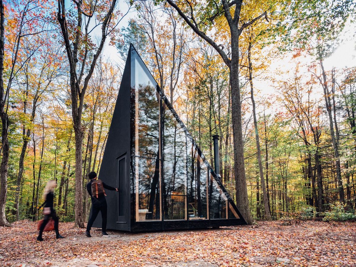 A-frame cabin in the woods