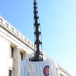 2:48 p.m. Cubs jersey on display outside of the Field Museum - 