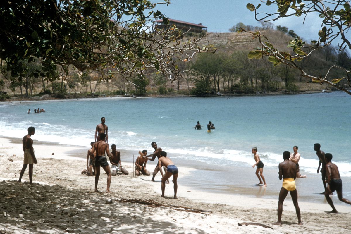 Cricket Game on a Beach, Puerto Rico, 1960