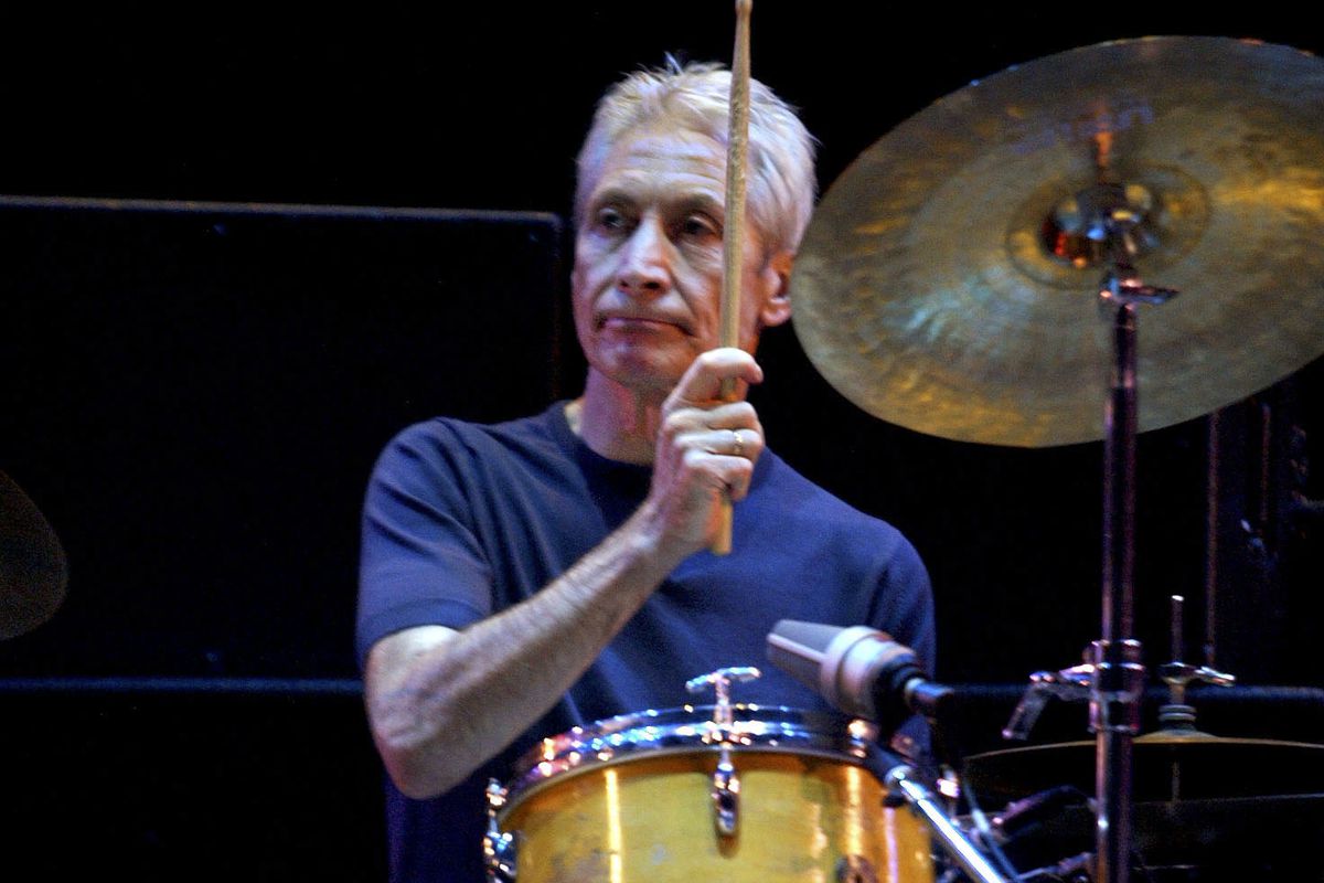 Rolling Stones drummer,and original band member Charlie Watts performs during the opening night of the Stones U.S. tour in Boston in this Sept. 3, 2002. Watts died on Aug. 24 at the age of 80. 