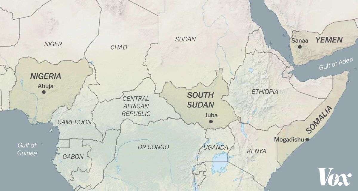 Map including Nigeria, South Sudan, Somalia, and Yemen.