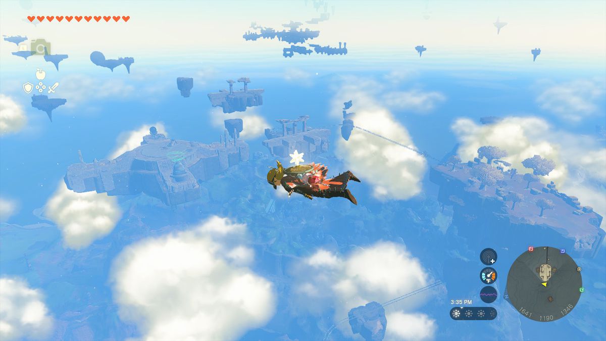 Link skydives toward the South Eldin Sky Archipelago in Zelda: Tears of the Kingdom