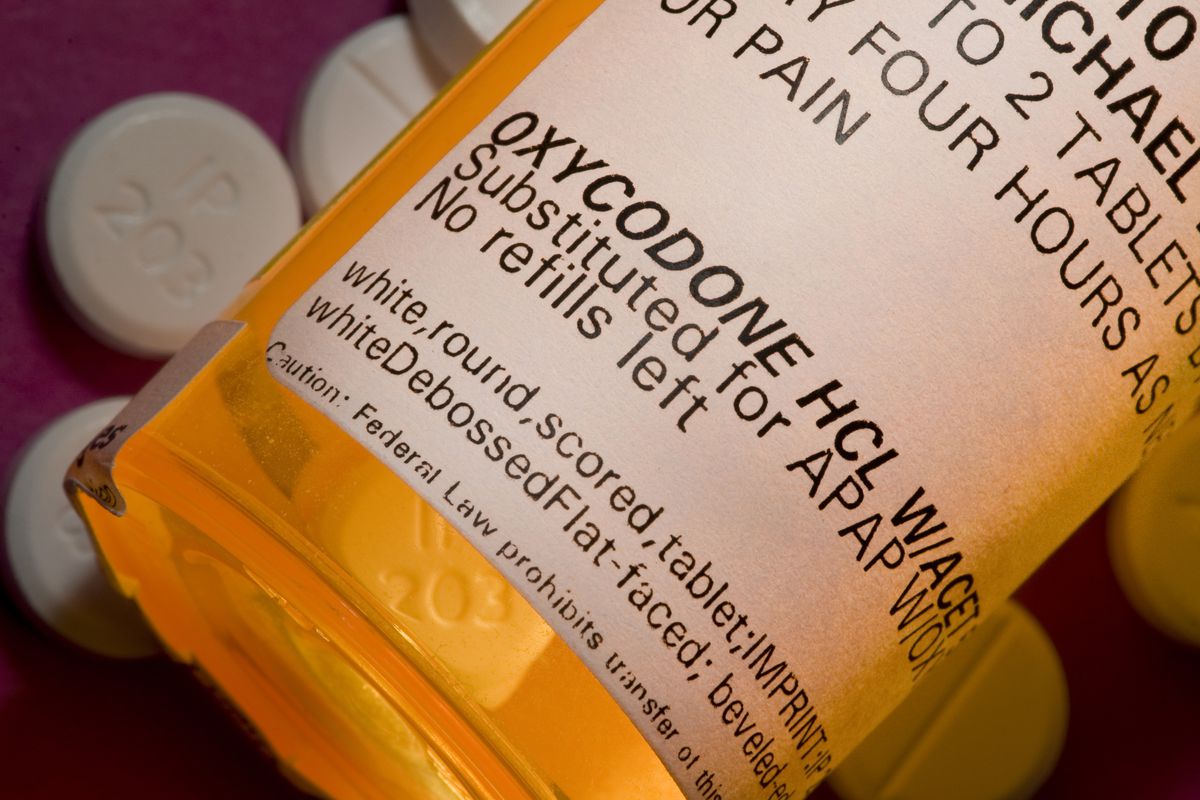 A bottle of Oxycodone prescription painkillers.