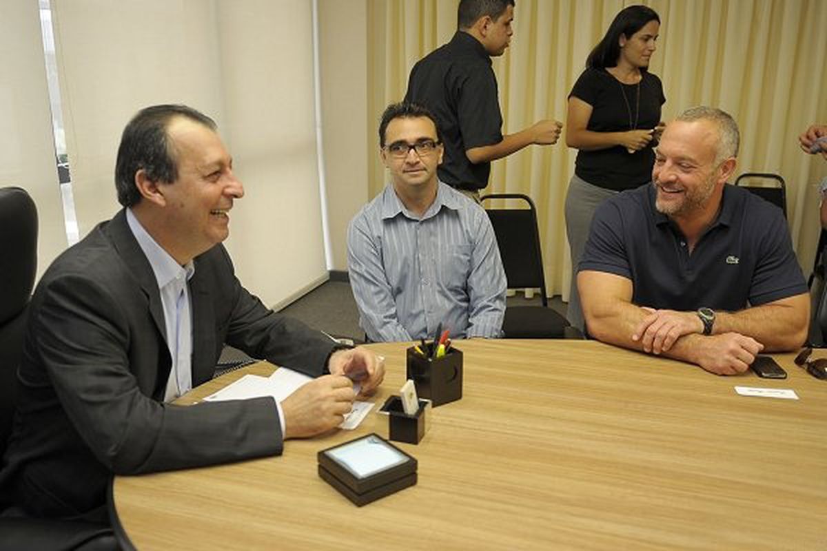 UFC co-owner Lorenzo Fertitta, right, meets with Amazonas governor Omar Aziz, left, to set up a UFC event in Manaus. Photo via <a href="http://sherdog.com" target="new">Sherdog</a>.