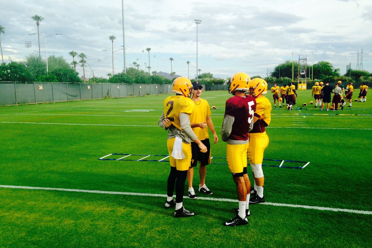Mike Bercovici prepares for his first practice as starting quarterback Tuesday morning