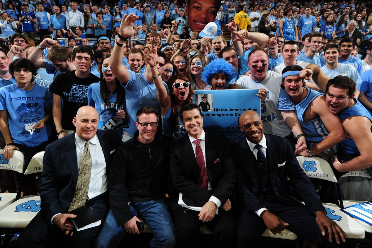﻿﻿﻿Jason Williams, right, with ESPN colleagues at the Smith Center
