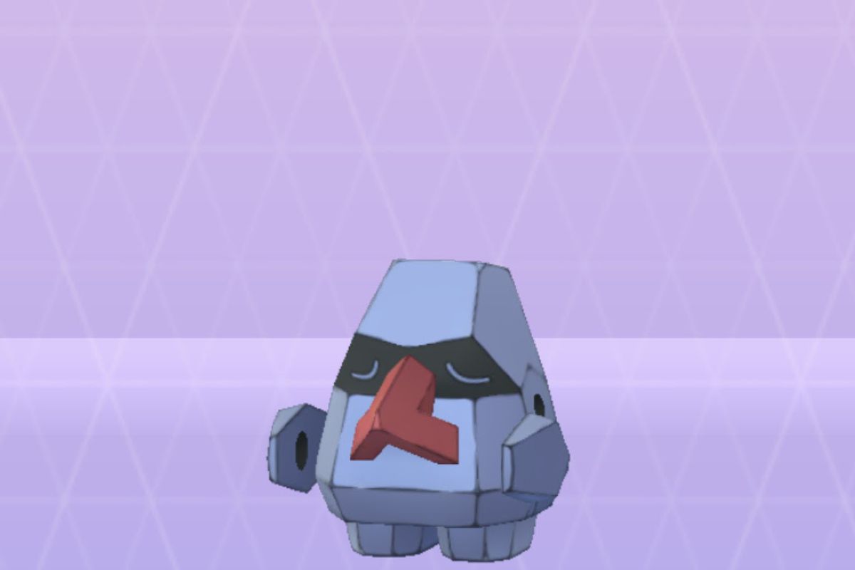 Nosepass on the purple Pokémon Go background