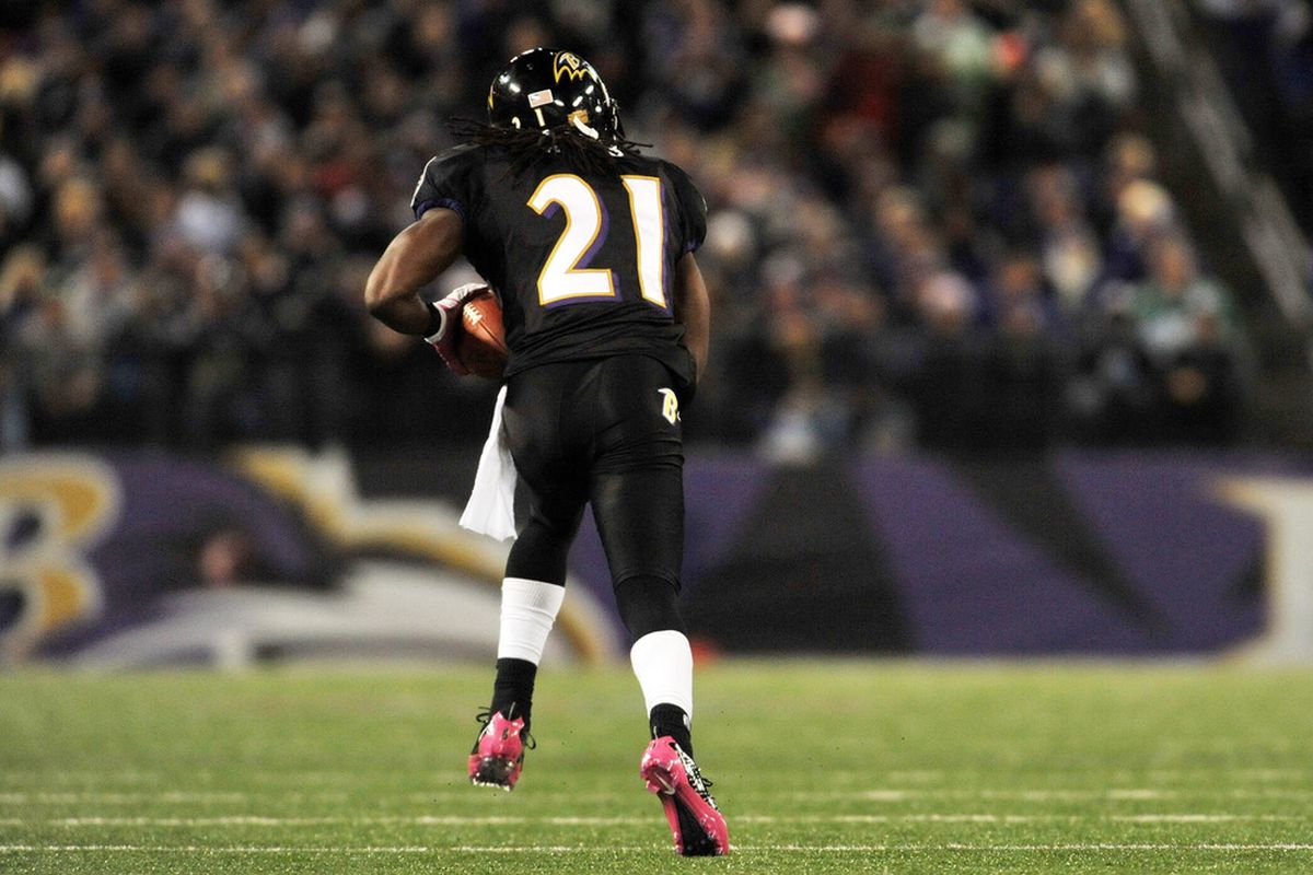 Ravens' CB Lardarius Webb returning an interception for a touchdown in 2011 against the Jets on Sunday Night Football.