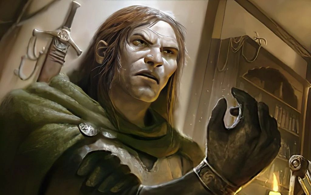 Lord Dagult Neverember as a stringy-haired, sallow, glowering man in a portrait from Dungeons &amp; Dragons’ Neverwinter Campaign Setting sourcebook