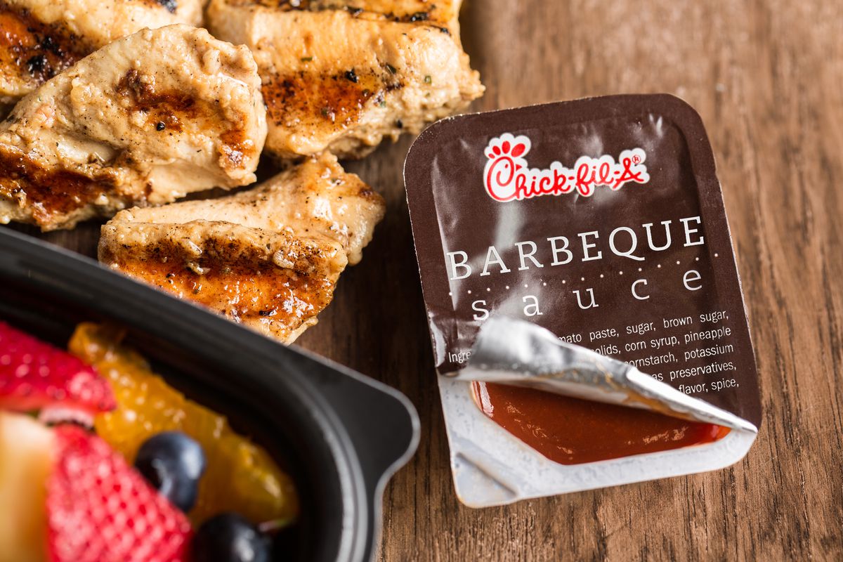 A packet of Chick-fil-A barbecue sauce.