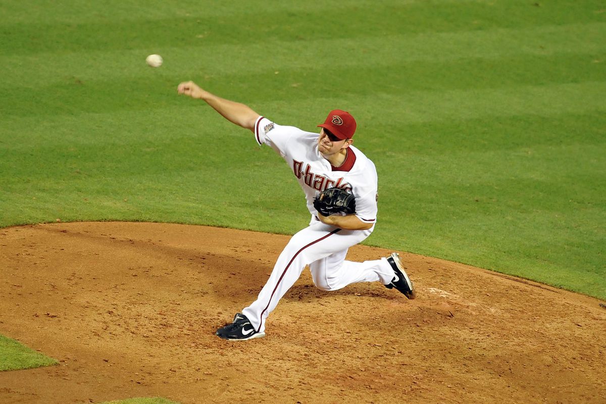 PHOENIX, AZ - JUNE 17:  Starting Pitcher Daniel Hudson #41 of the Arizona Diamondbacks delivers a pitch against the Chicago White Sox at Chase Field on June 17, 2011 in Phoenix, Arizona.  (Photo by Norm Hall/Getty Images)