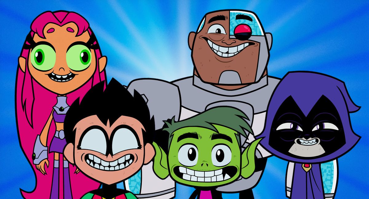 Teen Titans go to the movies smiling heroes fun