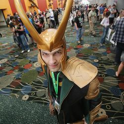 Damien Marsh wears his Loki costume at Comic Con in Salt Lake City Thursday, Sept. 5, 2013.