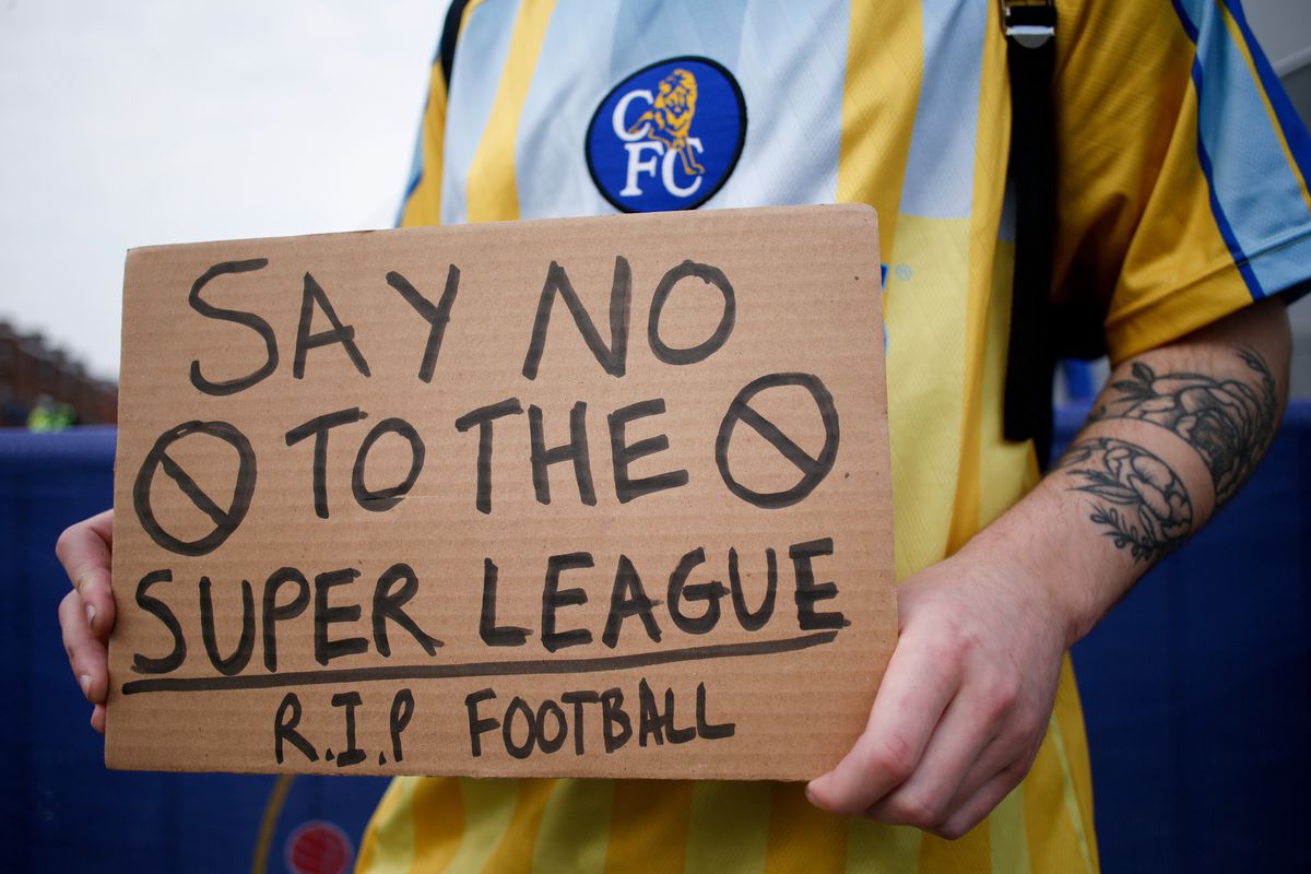 European Super League protest in London