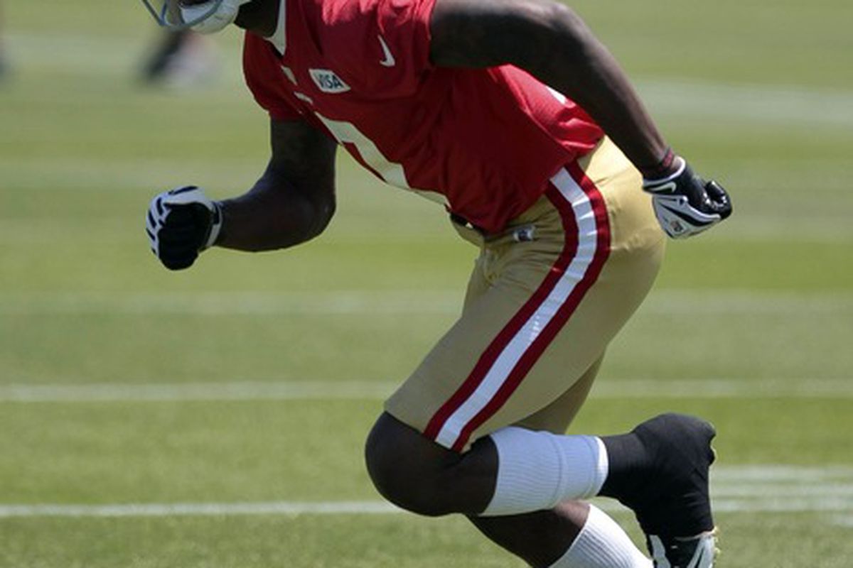 May 29, 2012; Santa Clara, CA, USA; San Francisco 49ers first round draft pick wide receiver A.J. Jenkins (17) runs a route during organized team activities at the San Francisco 49ers training facility. Mandatory Credit: Kelley L Cox-US PRESSWIRE