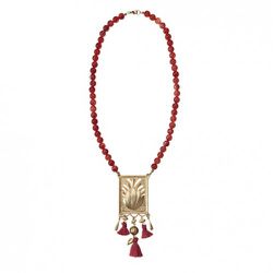 Beaded Necklace with Tassels in Red $24.99