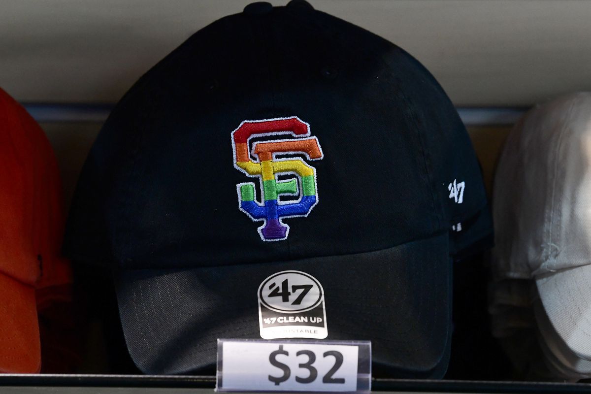 A photo of the San Francisco Giants’ Pride themed hat