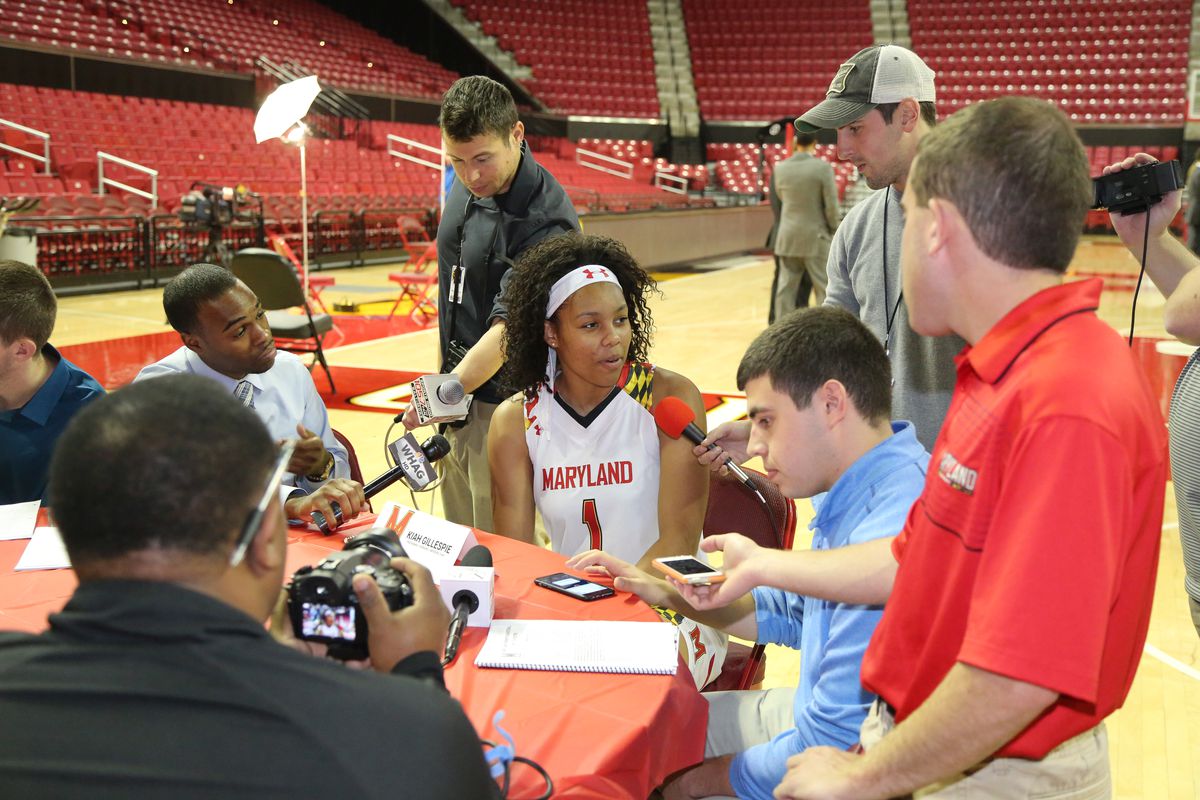 Maryland women's basketball forward Kiah Gillespie at the team's media day on Oct. 20. 