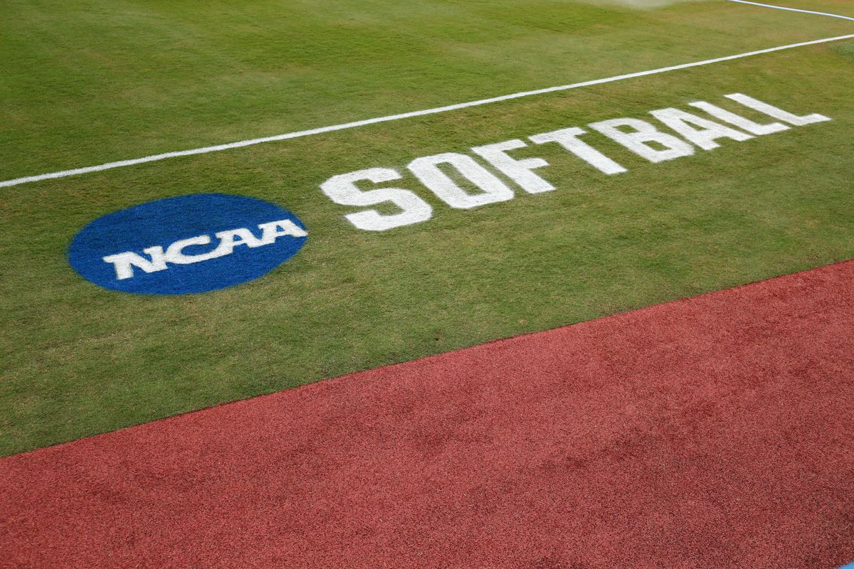 A general view of signage before the game between the Oklahoma Sooners and the Florida St. Seminoles during the Division I Women’s Softball Championship held at ASA Hall of Fame Stadium on June 10, 2021 in Oklahoma City, Oklahoma.