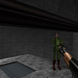 Defeat the two enemies inside and exit the building following the arrow.