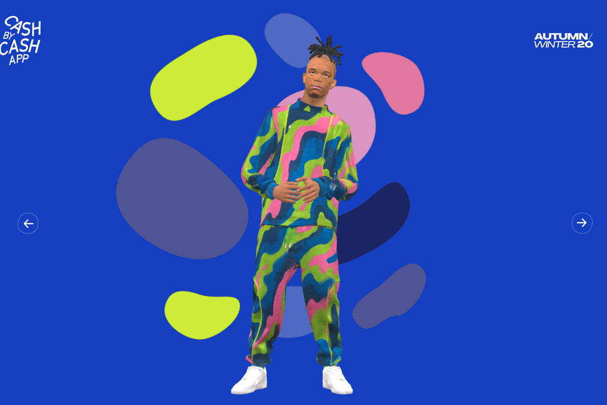 A 3D model wearing a 3D model of the clothing