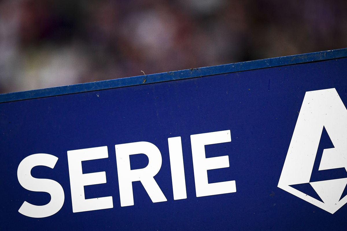 Serie A logo is seen prior to the Serie A football match...