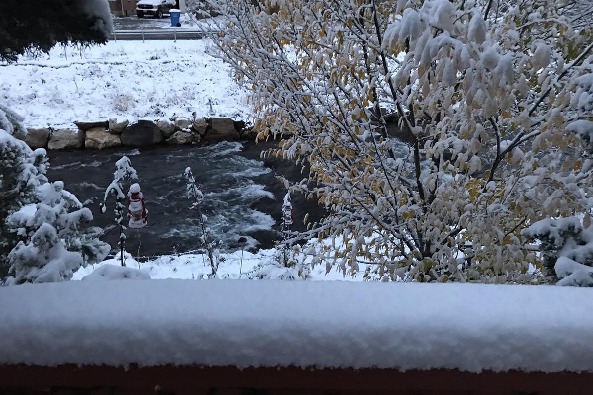 Logan River in Cache Valley. The fist snowfall in the Salt Lake Valley happened overnight.