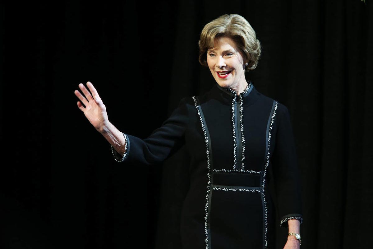 Laura Bush  speaks at the RootsTech conference in Salt Lake City on Friday, Feb. 13, 2015. 
