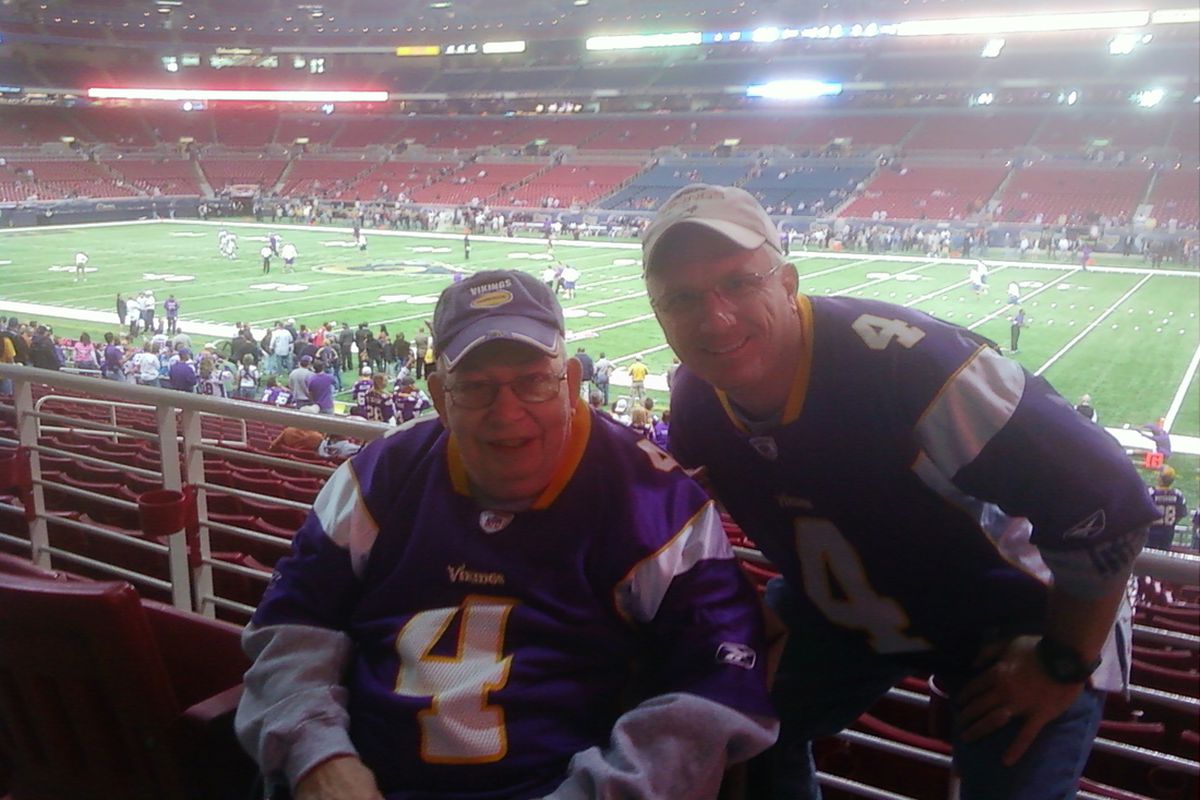 My Dad and I at the Vikings-Rams game, 2009.