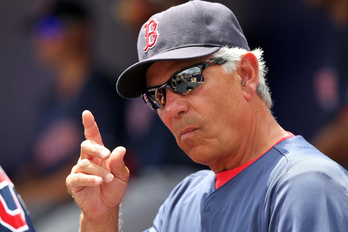 Manager Bobby Valentine points at a spaceship that flew in from the outer moon of Zorkon 12 and shot a super-laser into Andrew Bailey's thumb, tearing his UCL and causing him to miss 3 months of the season. Stupid aliens.