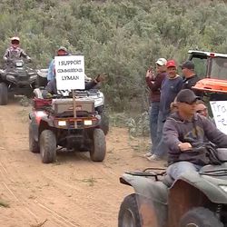 Protesters ride on a trail in Recapture Canyon in San Juan County on Saturday, May 10, 2014. The ride was organized by San Juan County Commissioner Phil Lyman in protest of what he says is the agonizingly slow decision-making process of the Bureau of Land Management. Sen. Mike Lee is preparing legislation that would abolish or limit the powers of the law enforcement arm of the BLM.