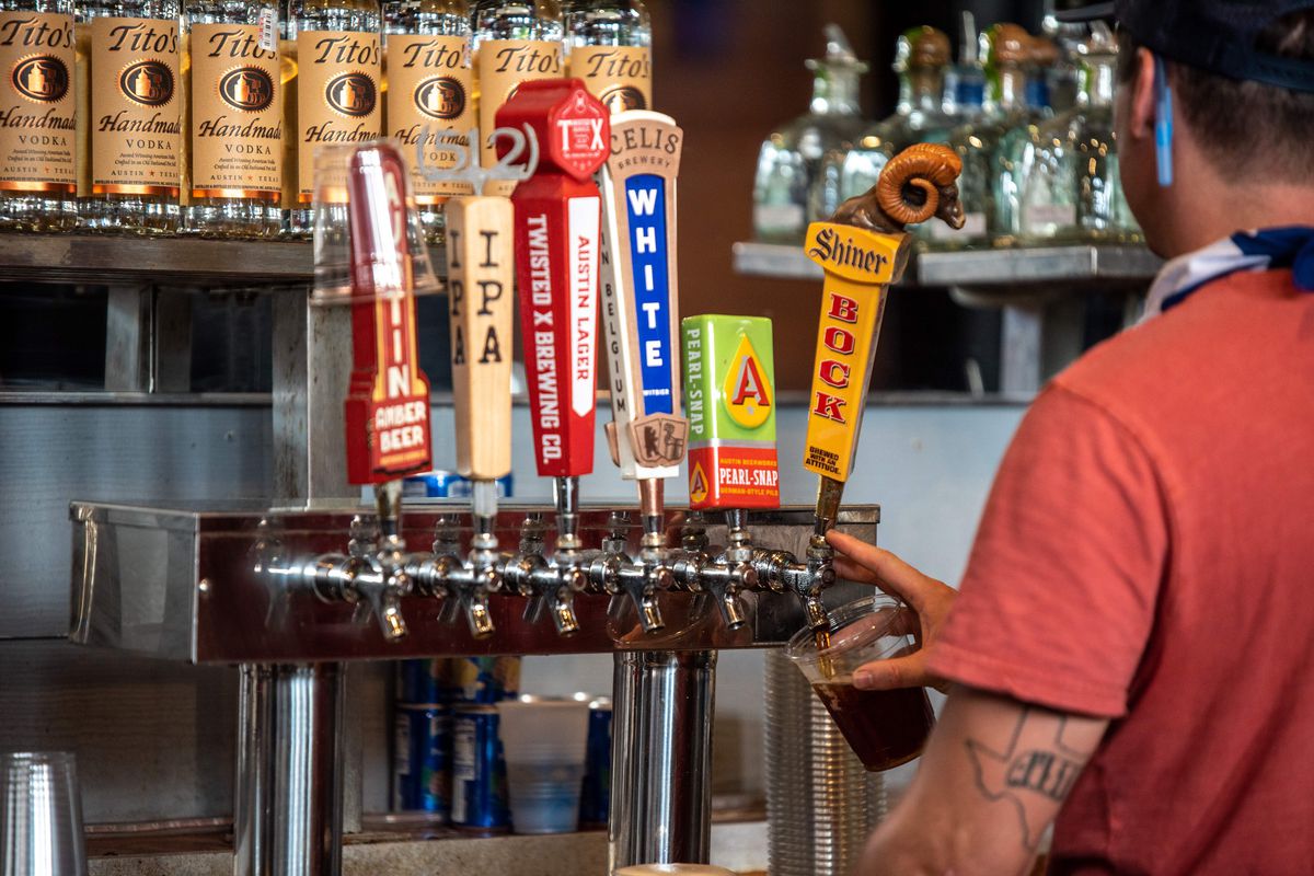 Beer taps at an Austin bar