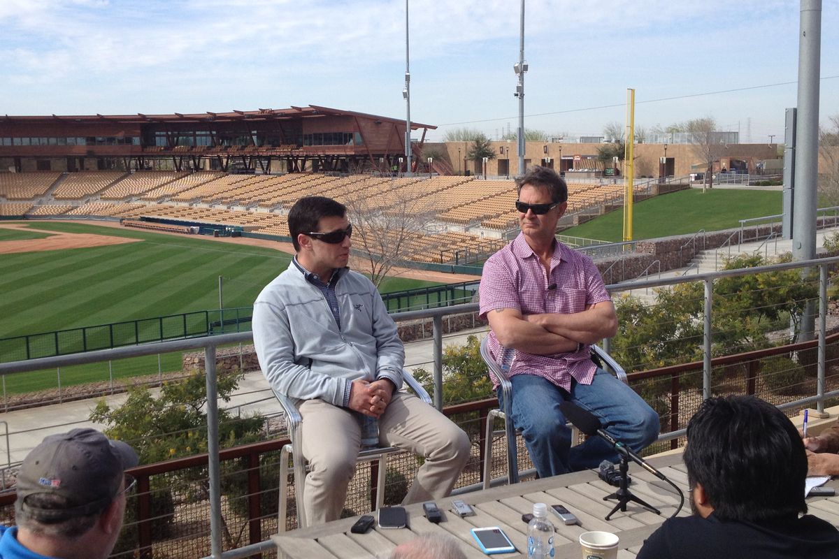 Andrew Friedman and Don Mattingly met with the media on Thursday, the day pitchers and catchers reported to Camelback Ranch in Glendale.