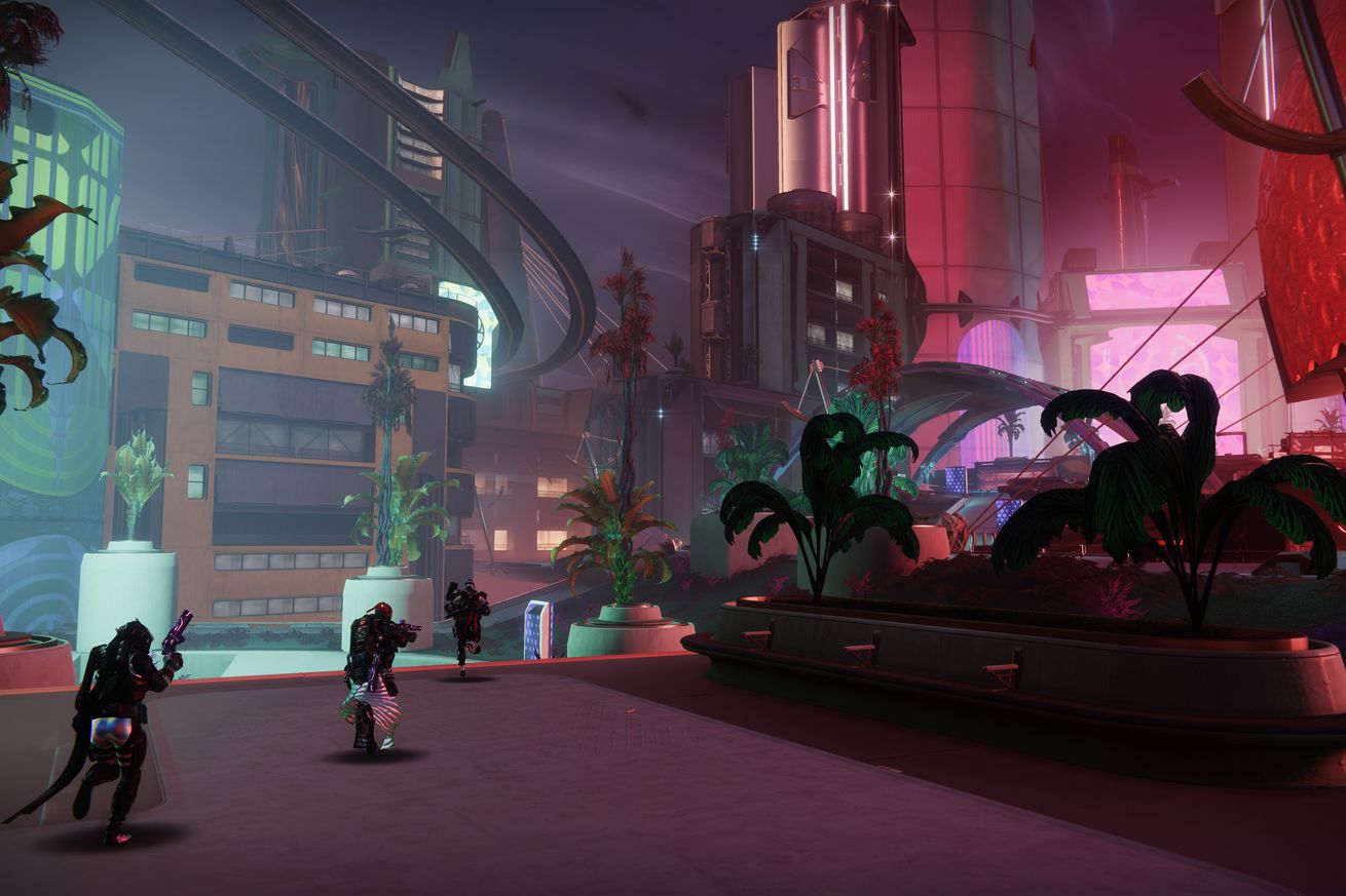 A screenshot of the new Neomuna destination in Destiny 2: Lightfall