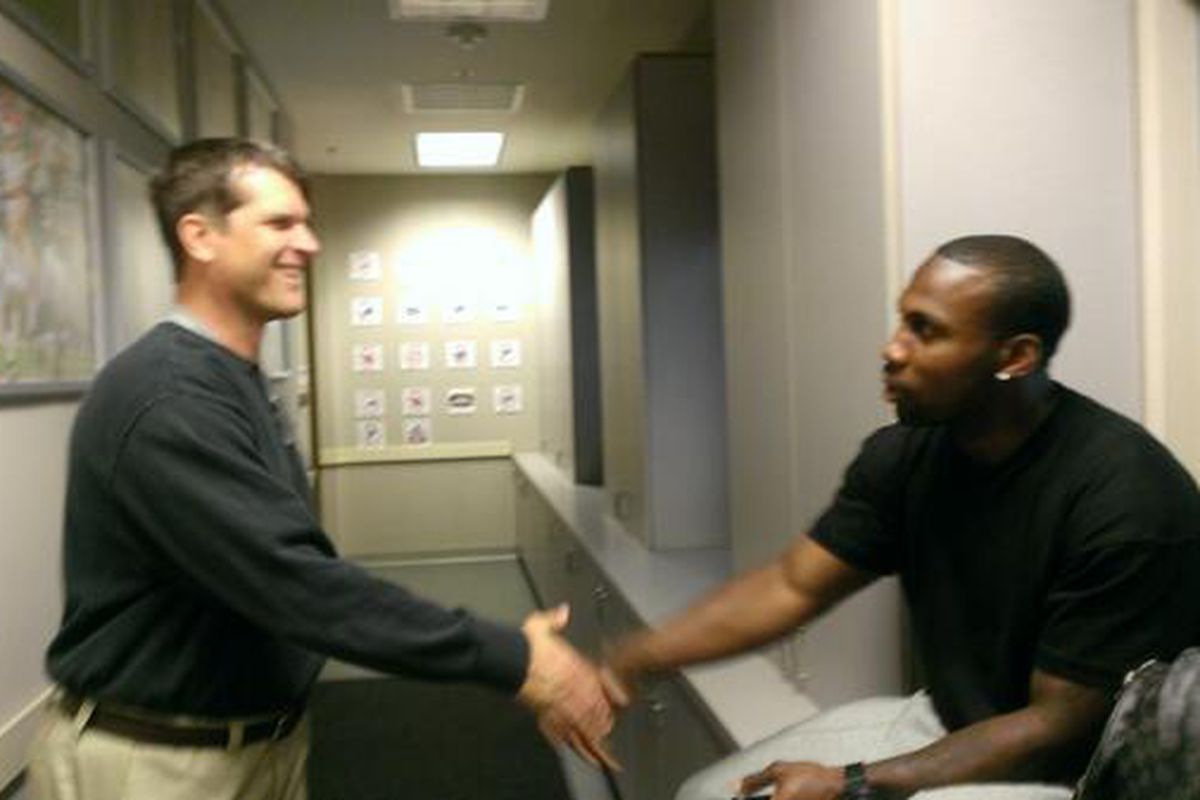 49ers wide receiver Anquan Boldin meets Jim Harbaugh for the first time