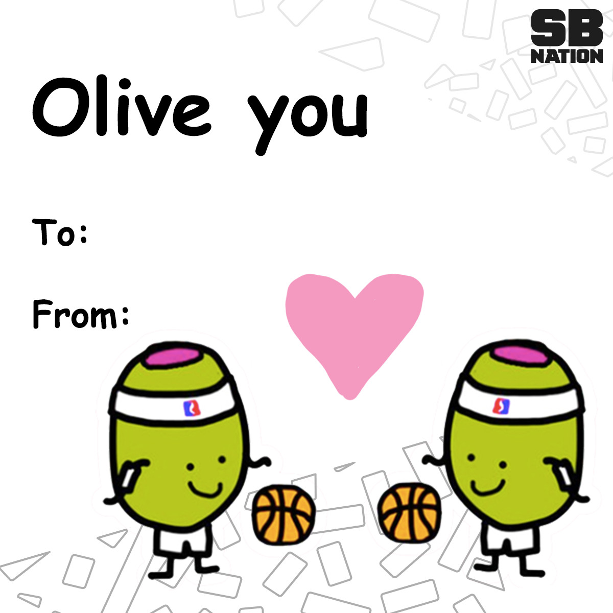Image of the SB Nation olive meme with the text “Olive you”