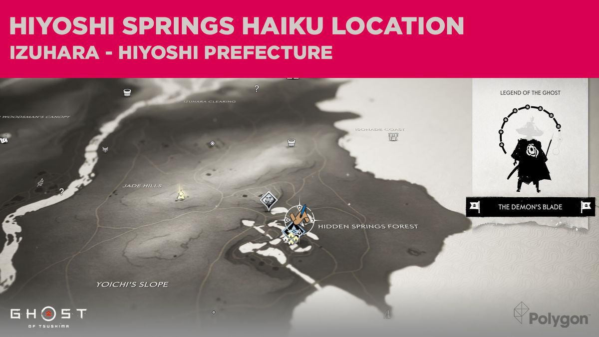 The Hiyoshi Springs haiku location in Ghost of Tsushima