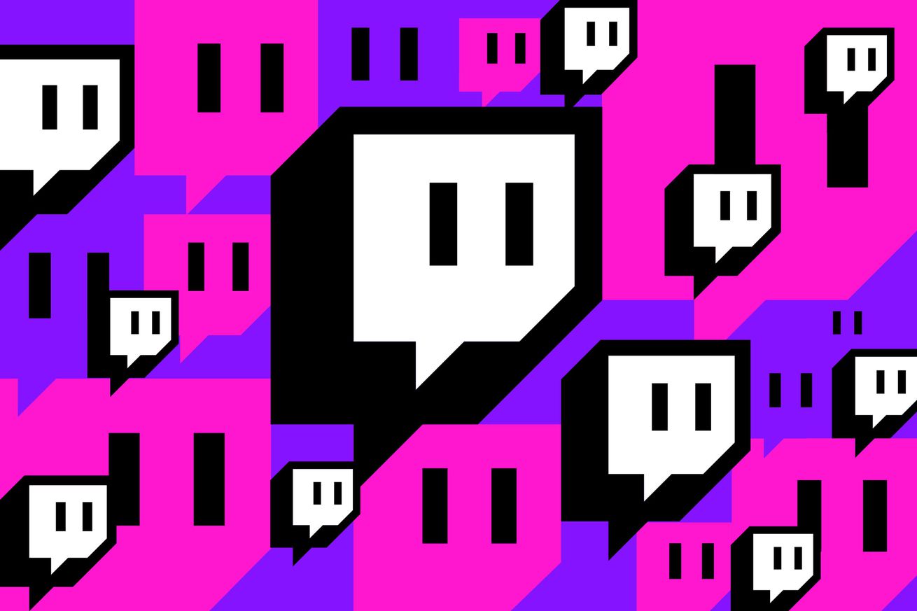 Twitch logo against a pink and purple backdrop