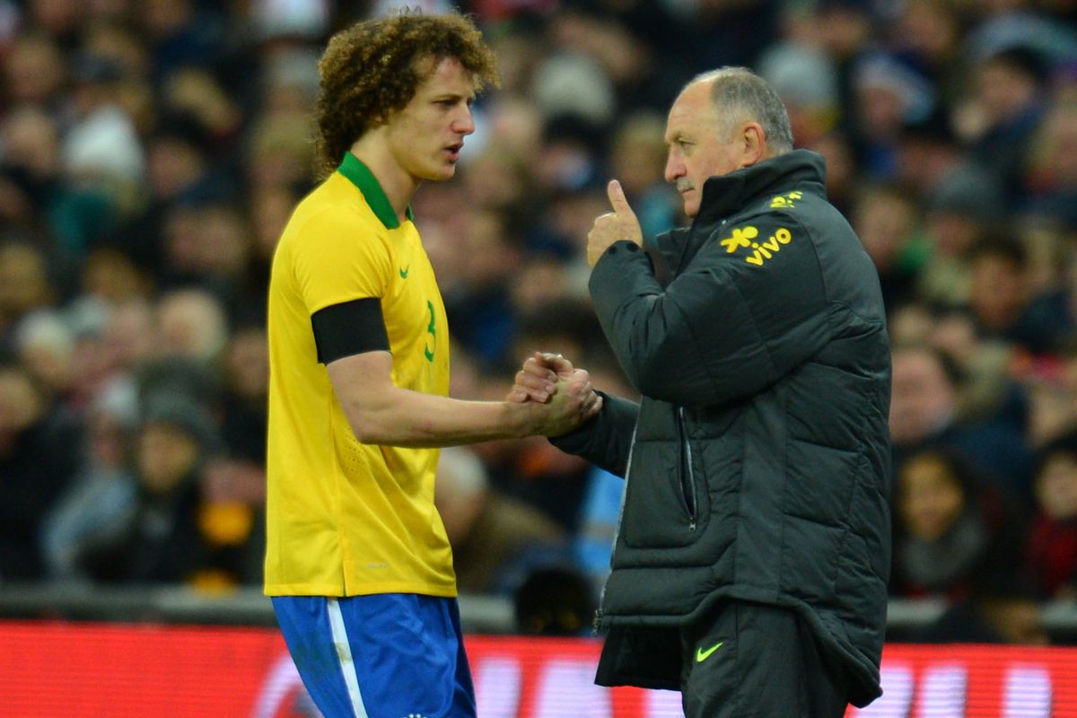 Brazil manager Luiz Felipe Scolari approves of David Luiz's hair.