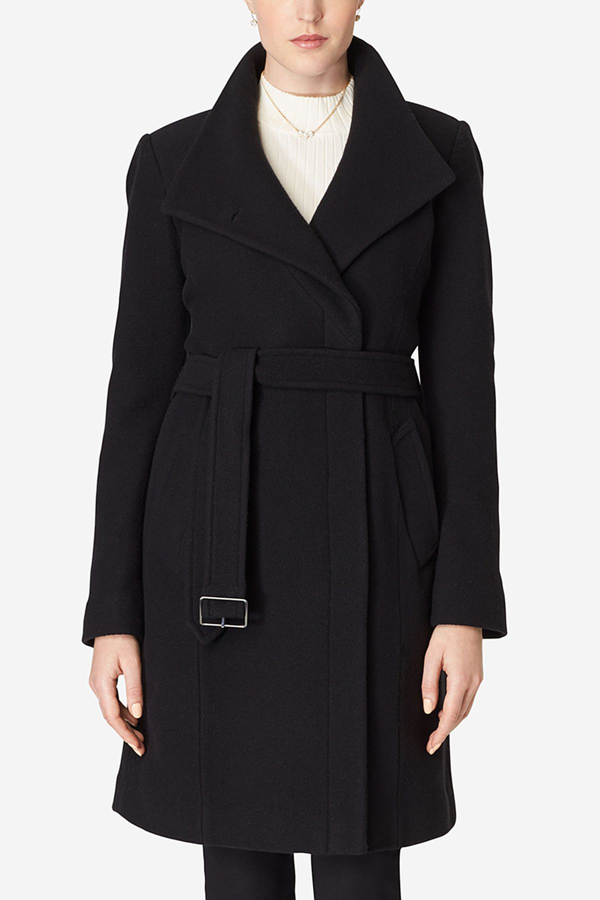 a black belted coat