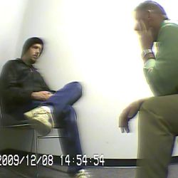 Josh Powell is interviewed by West Valley police on Dec. 8, 2009, shortly after the disappearance of his wife, Susan Cox Powell. Videotapes of the interviews were released this week following a public records request.