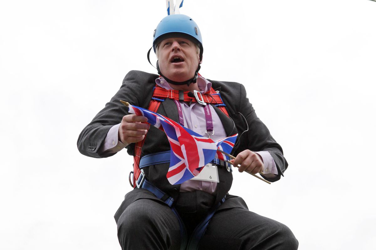 Stock Images Of Boris Johnson Stuck On Zip Line