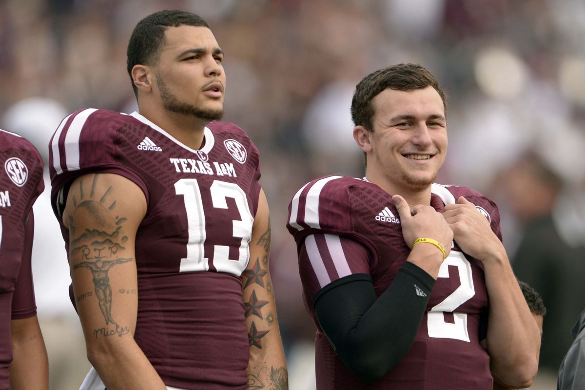 Texas A&M wide receiver Mike Evans (13) and quarterback Johnny Manziel (2) are two of the 98 players granted "special eligibility" by the NFL to enter the 2014 NFL Draft.