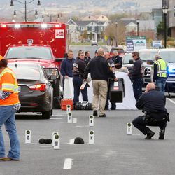 Unified firefighters and police respond to a fatal auto-pedestrian crash in Herriman on Tuesday, Nov. 1, 2016.