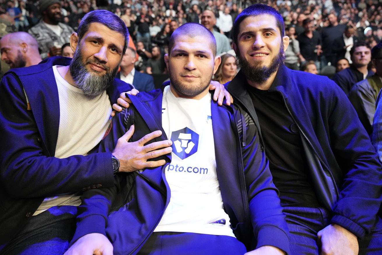 Khabib Nurmagomedov and Islam Makhachev at UFC 272.